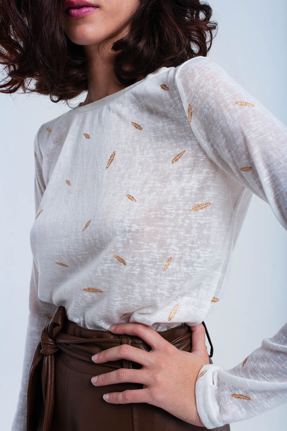 Crèmekleurige trui met printdetail
