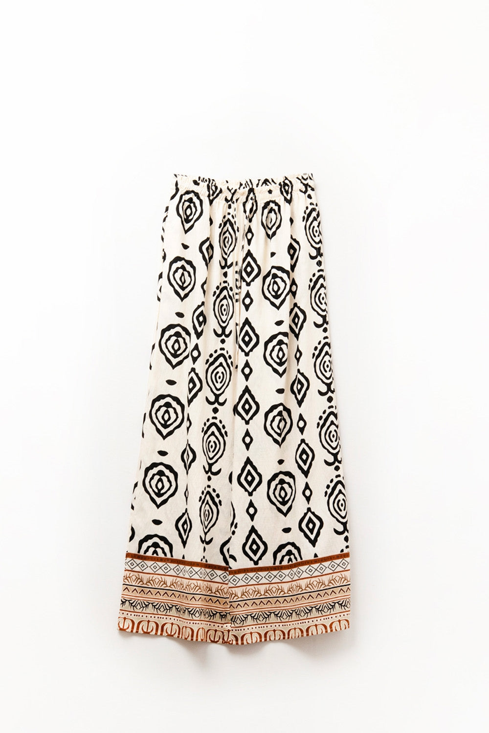 Q2 Cream wide leg boho print pants