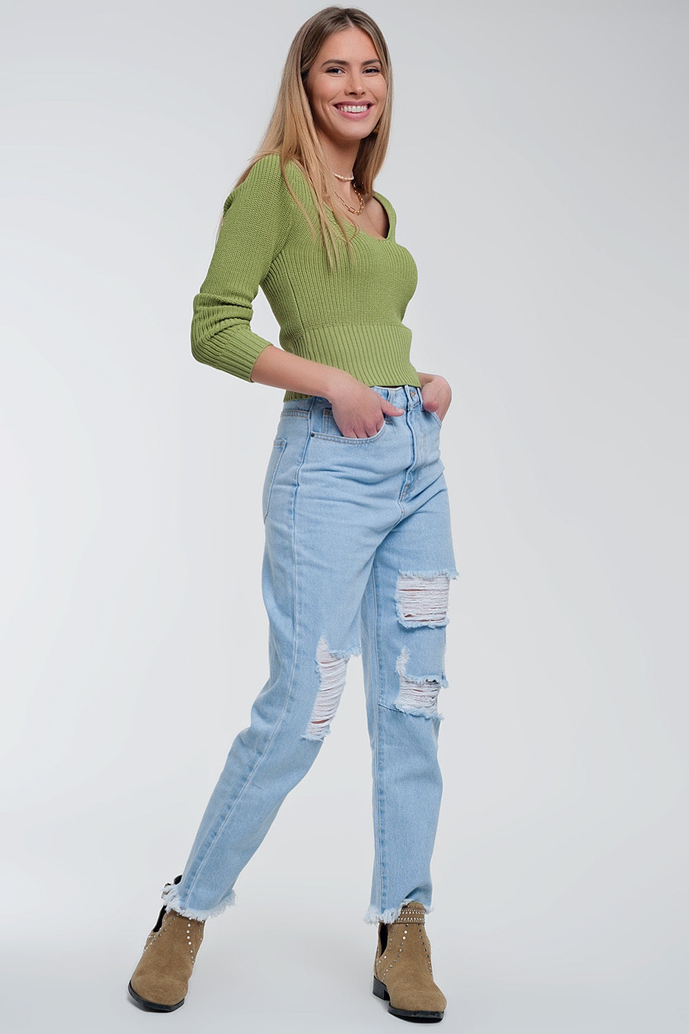 Blusa de crochê verde