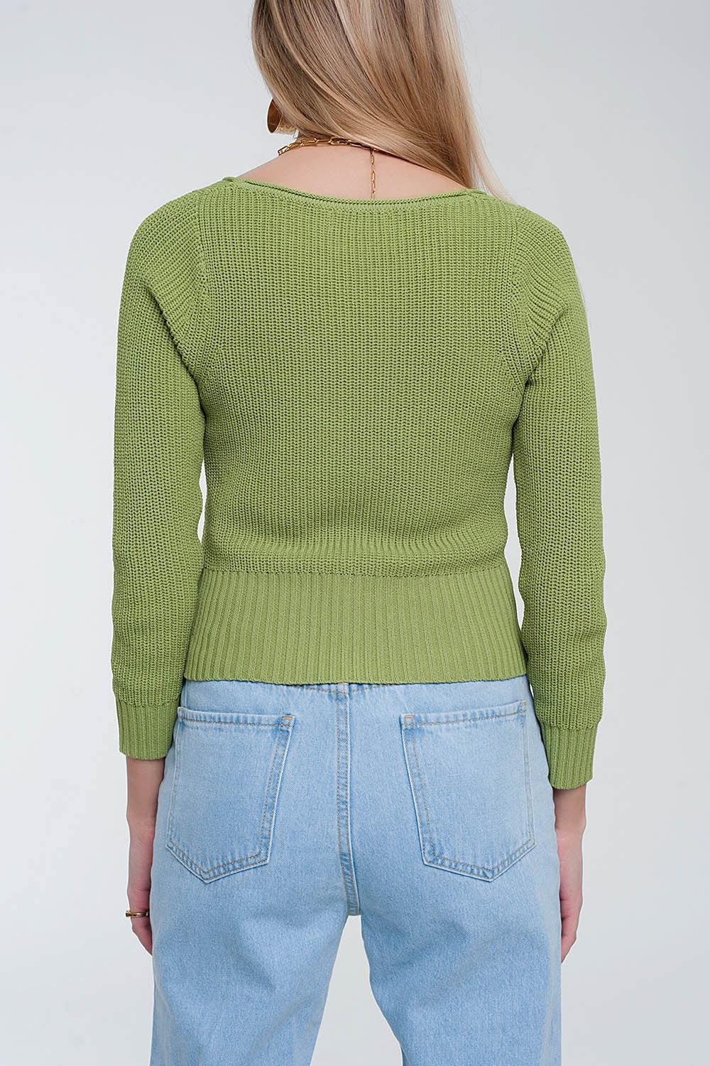 Blusa de crochê verde