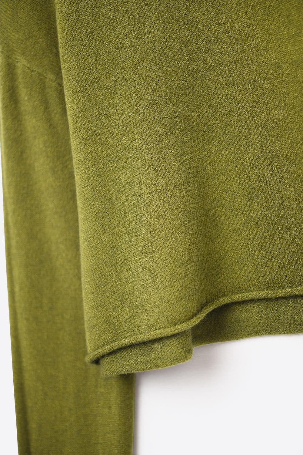 crop khaki sweater with hem and collar