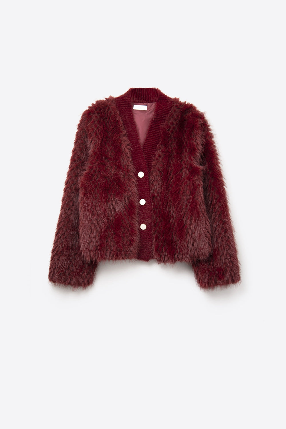 Cropped Jacket in burgundy in fine fur