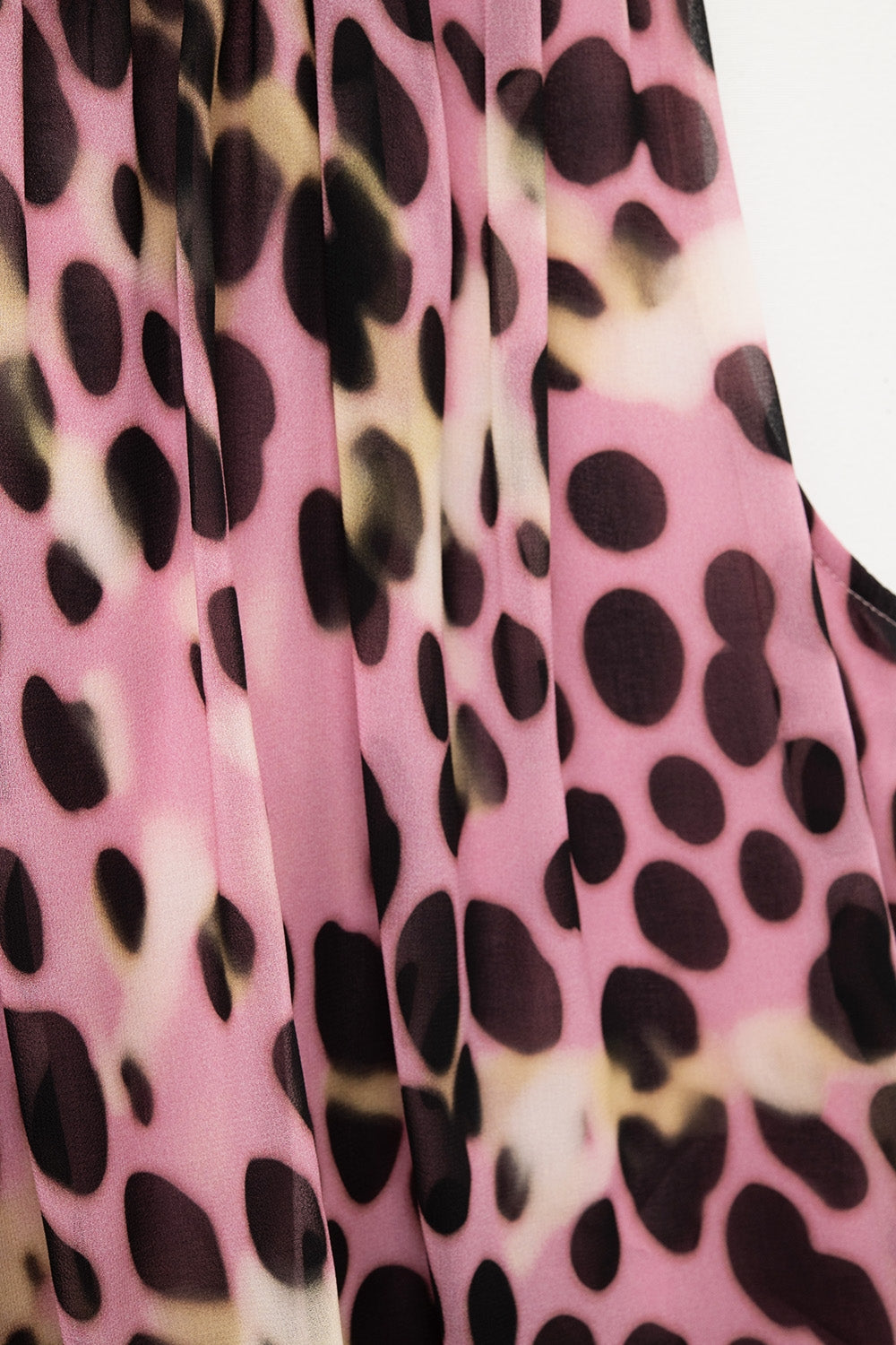 Cropped Pleated Animal Print Top in Pink and brown