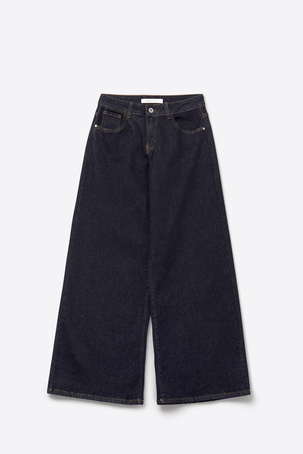 Dark Wash Wide Leg Jeans With Contrasting Stitching