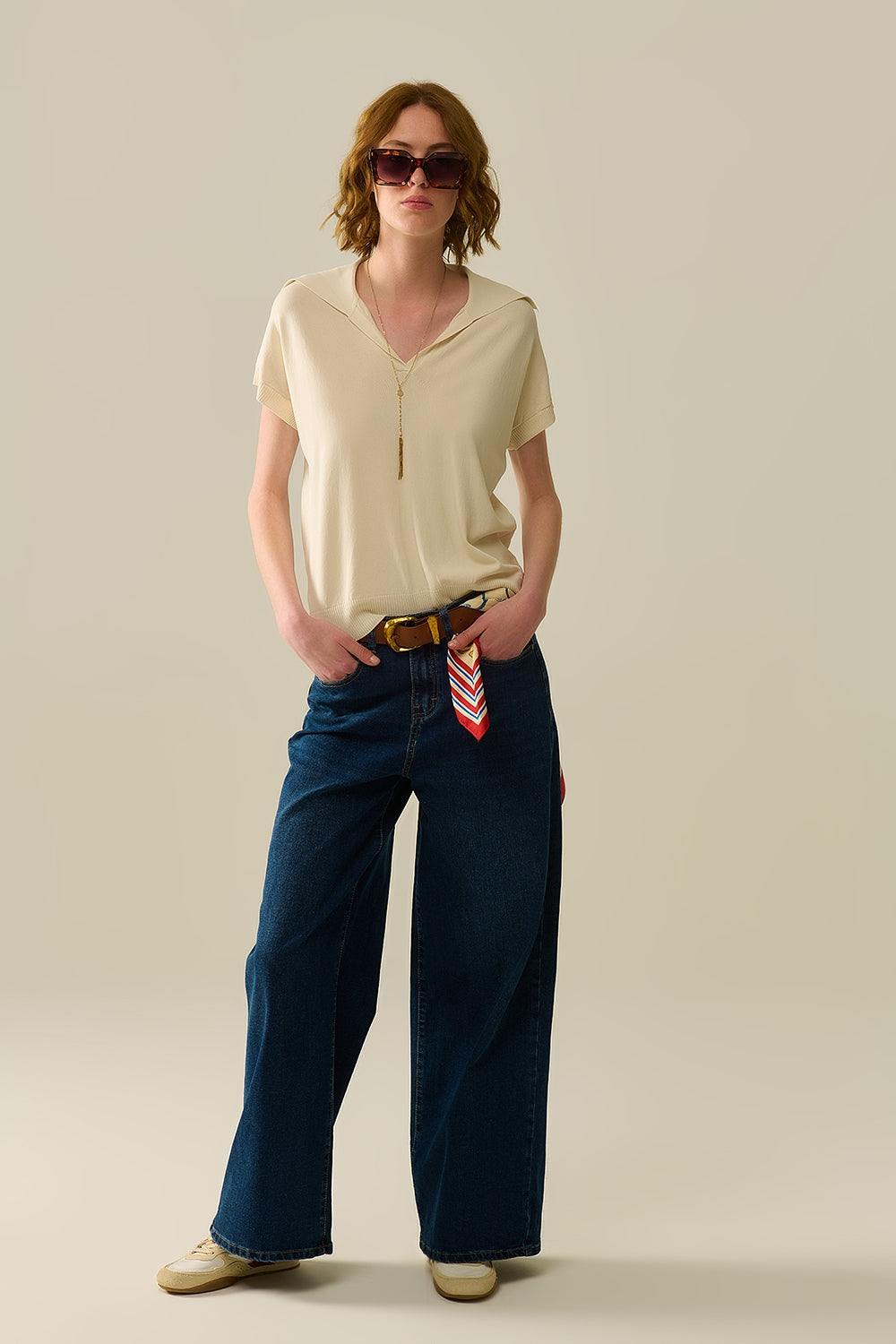 dark wash wide leg jeans