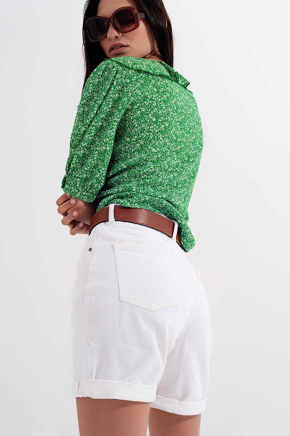 Mom calções de ganga branco