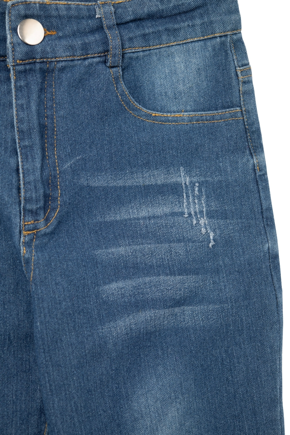 Distressed Skinny Jeans in Mid wash With Raw Edge