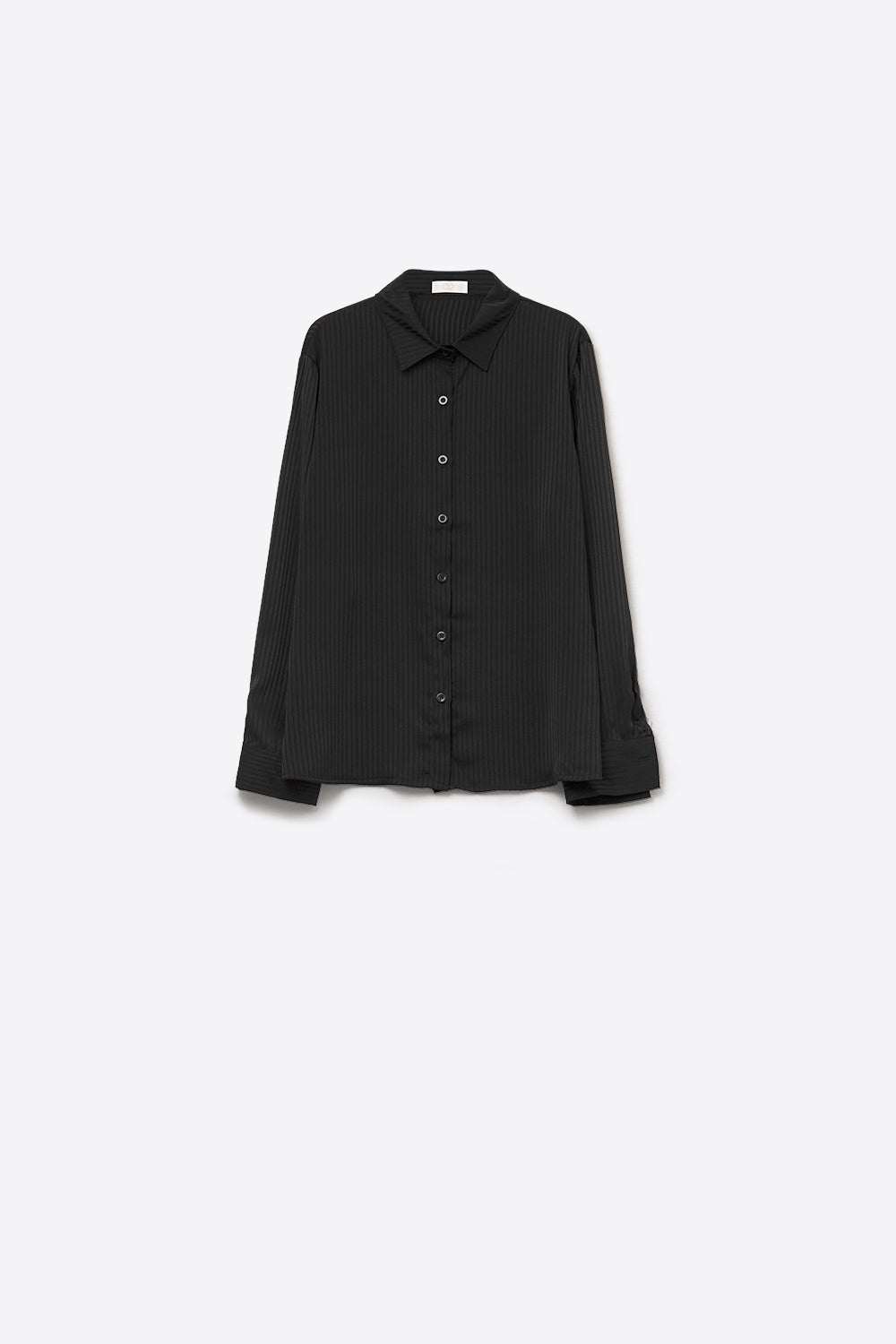 Elegant Black Striped Satin Shirt