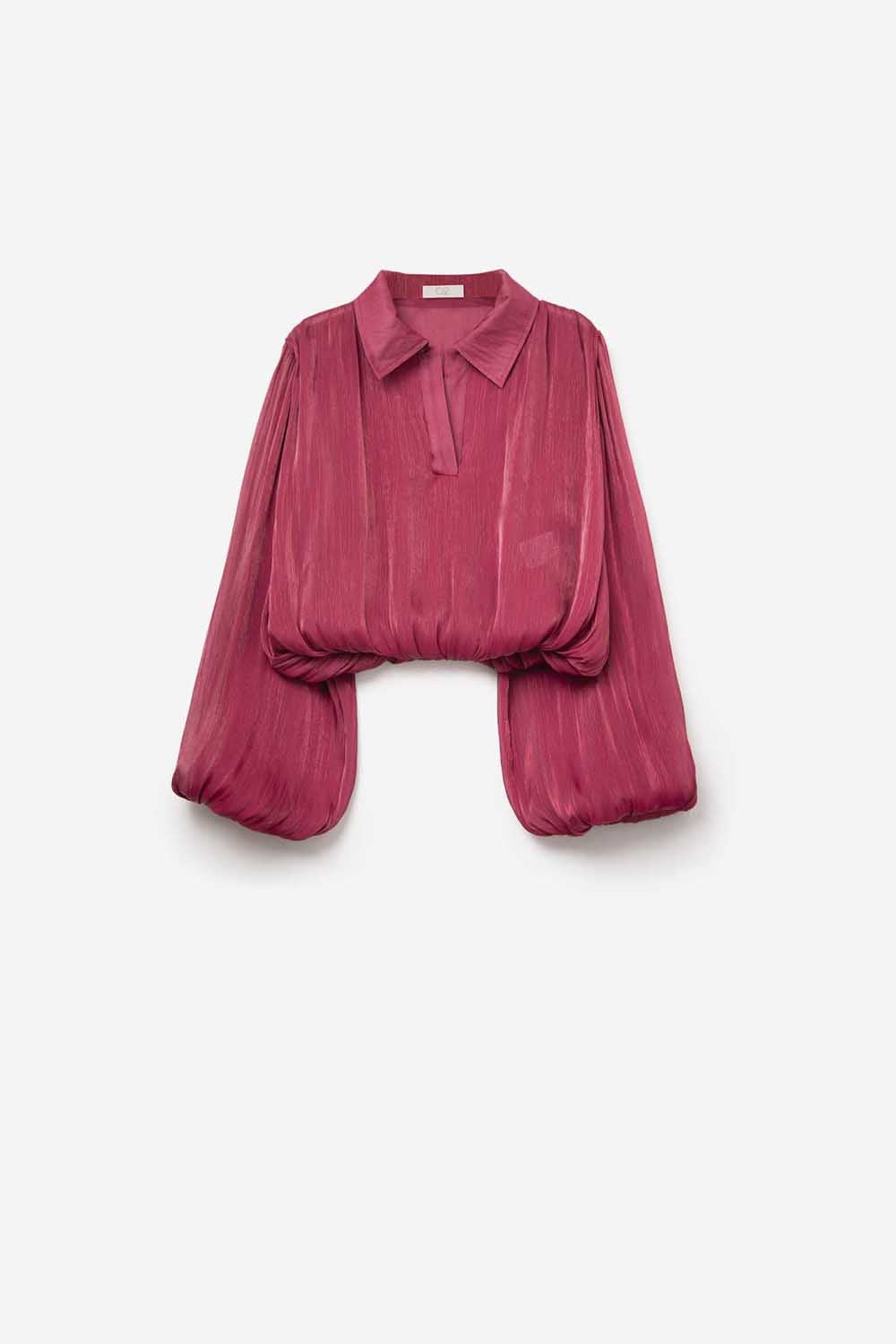 Q2 Elegant shiny Satin Cropped top in fucshia