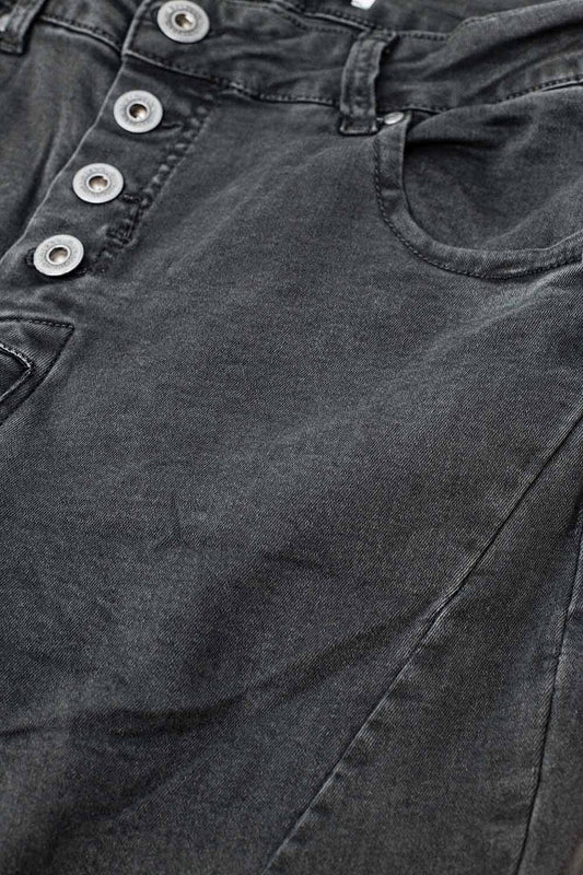 Skinny jeans met zichtbare knopen in donkergrijs
