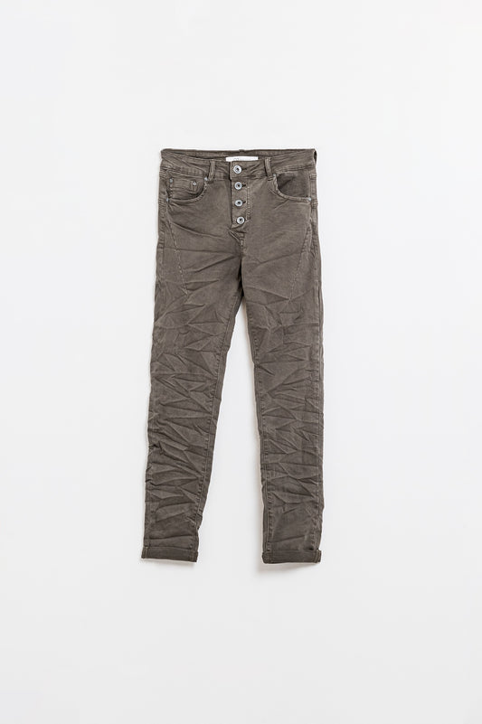 Q2 Exposed buttons skinny jeans in gray