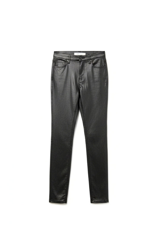 Q2 Faux Leather Skinny Pants in Black