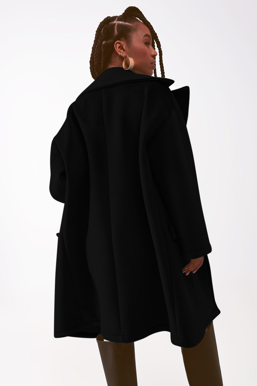 Casaco oversized em camurça sintética em preto