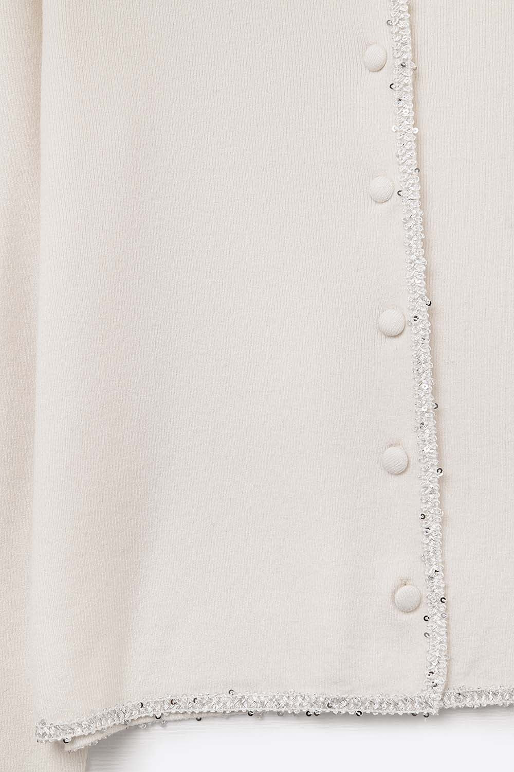 fijn gebreid wit vestje met strass-detail