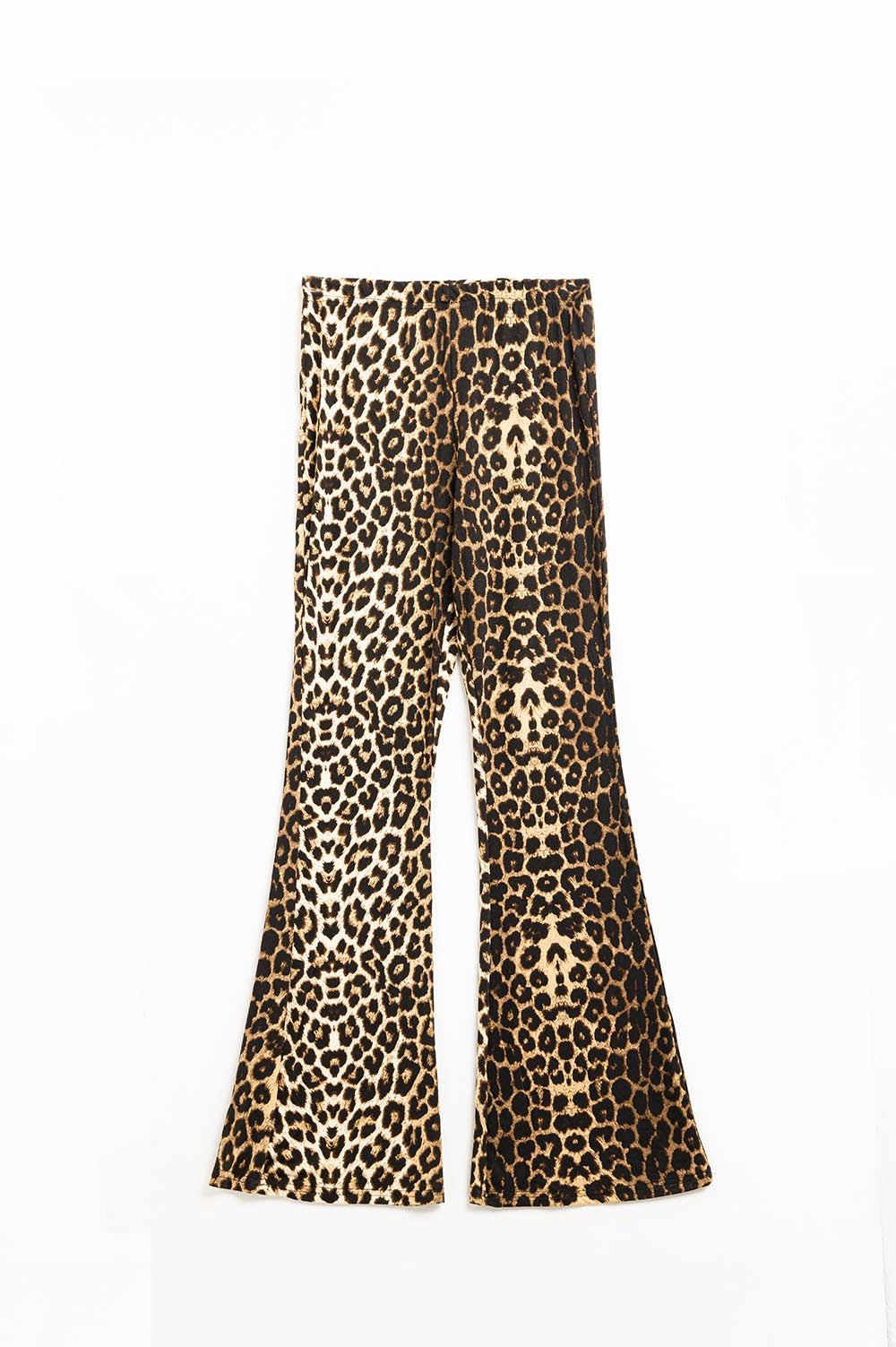 Leggings flare em spandex com estampado de leopardo