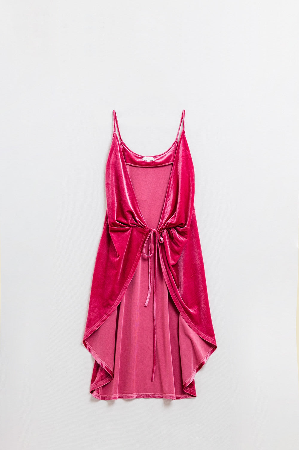 Q2 Fuchsia Velvet Layered Dress with Tie Detail