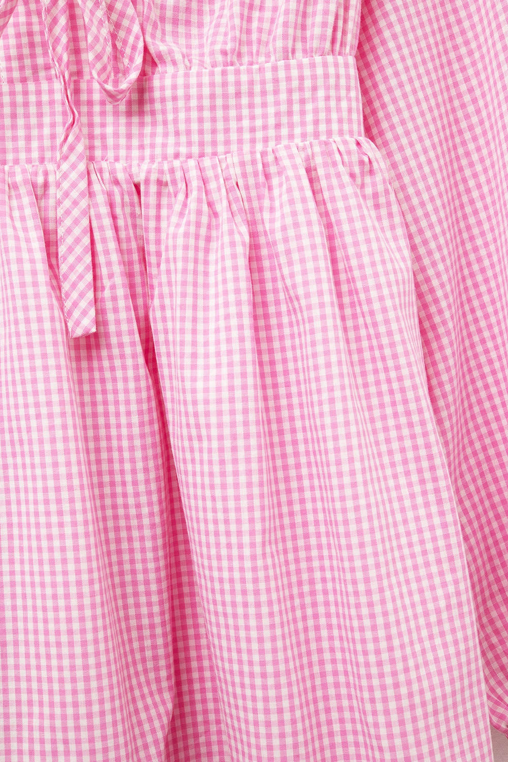 Gingham Tie-Front Mini Dress in Pink