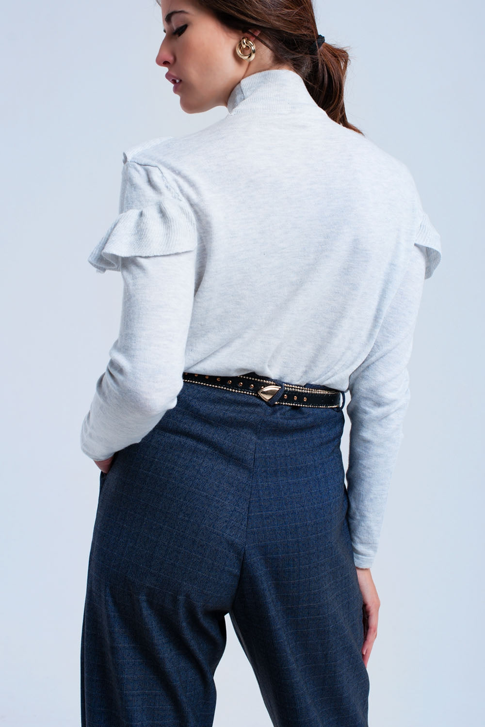 Grijze trui met ruche