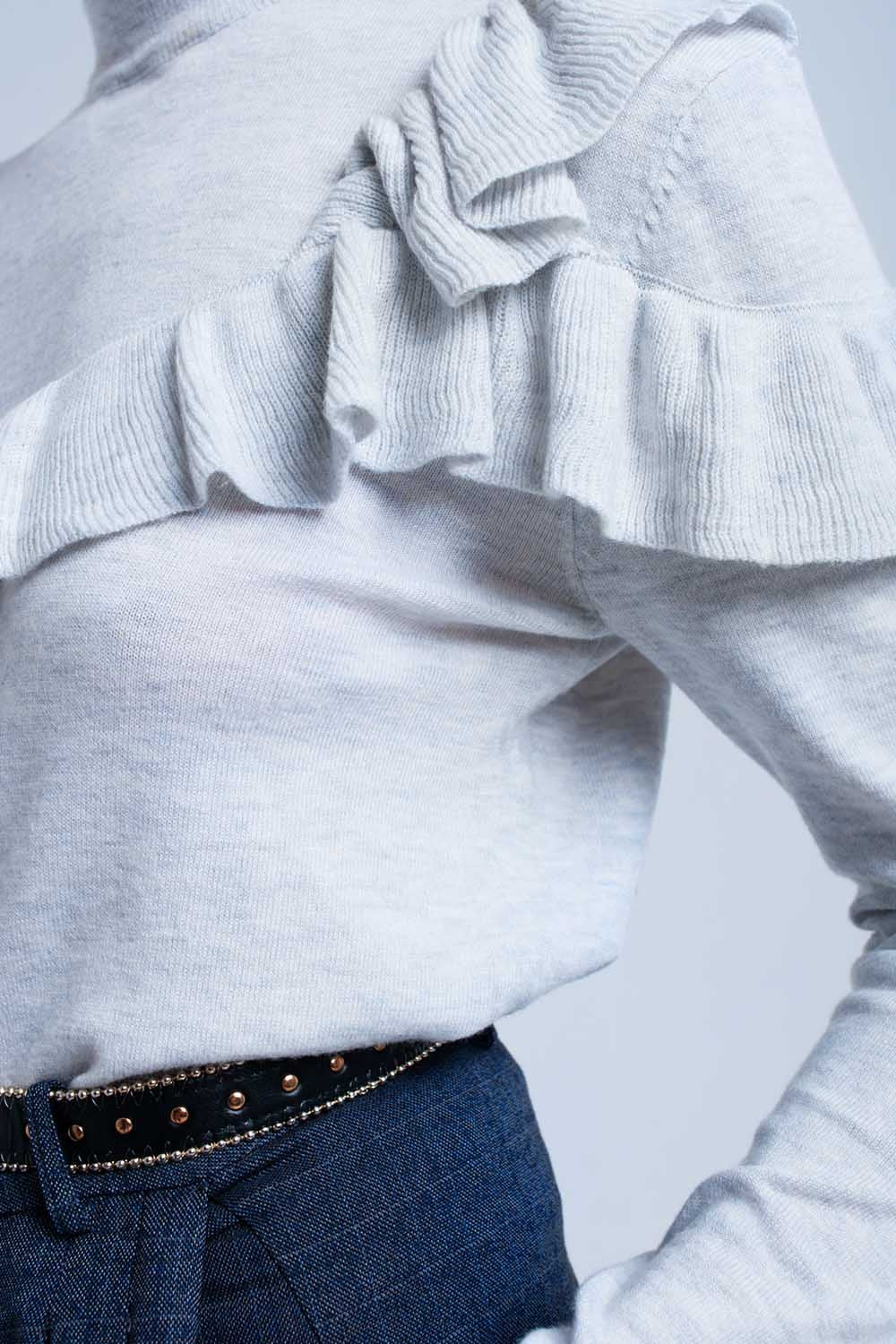 Camisola cinza com folho