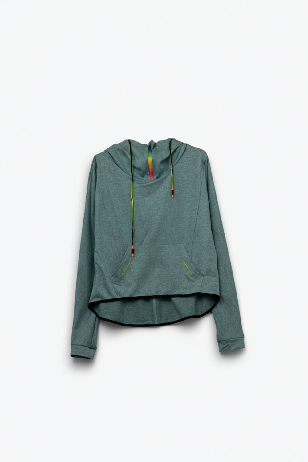 Q2 Greenish-Gray Sweater with Lace and Zipper Details