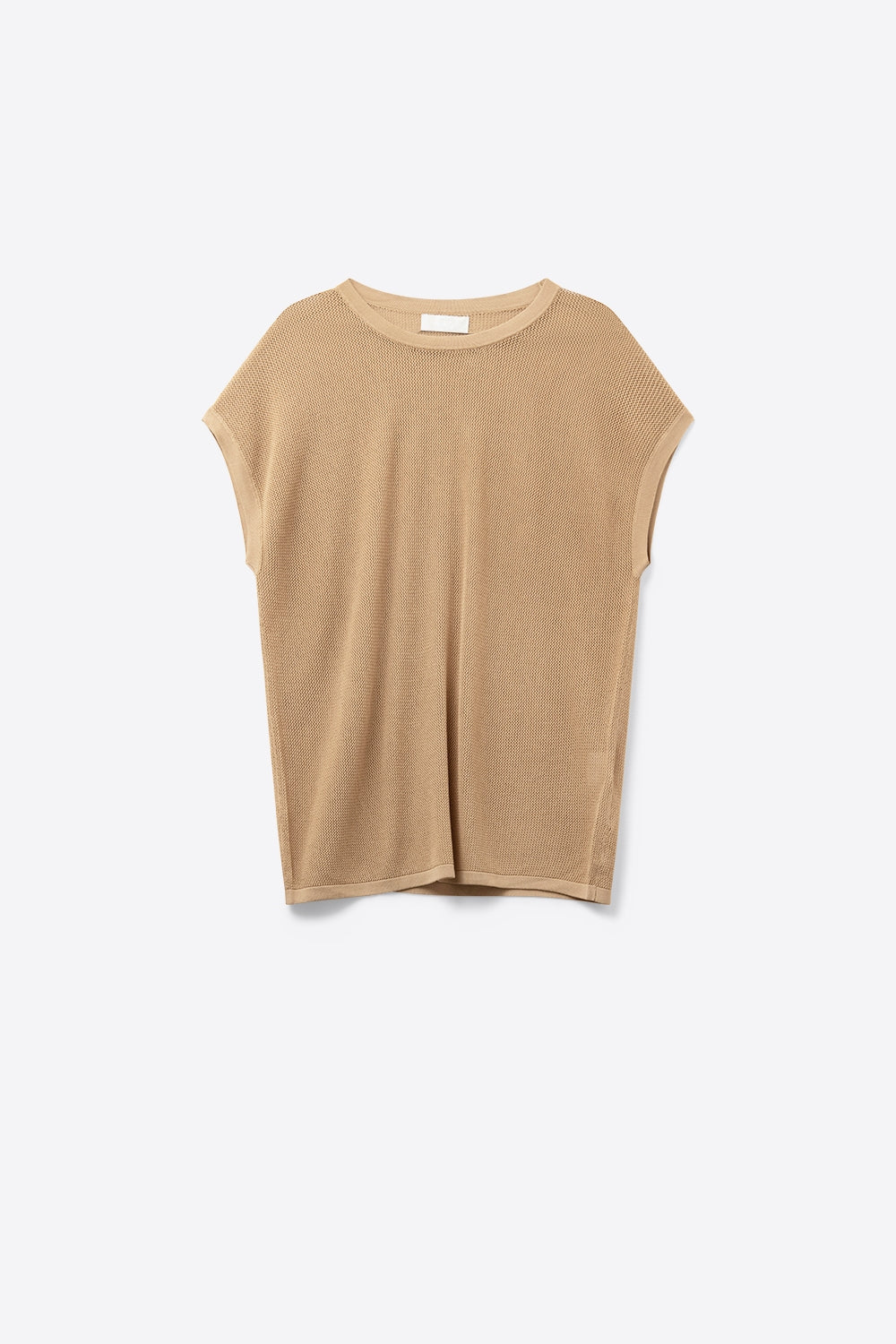 Q2 grid knit sweater in camel color