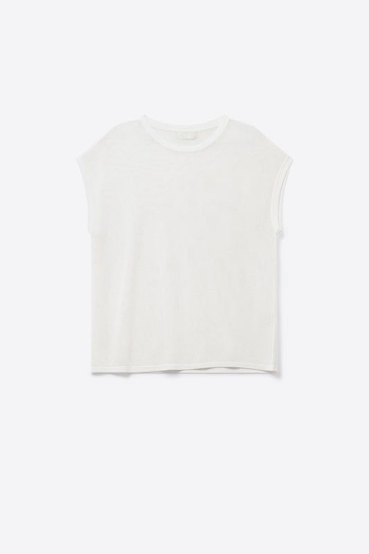 Q2 grid knit sweater in white color