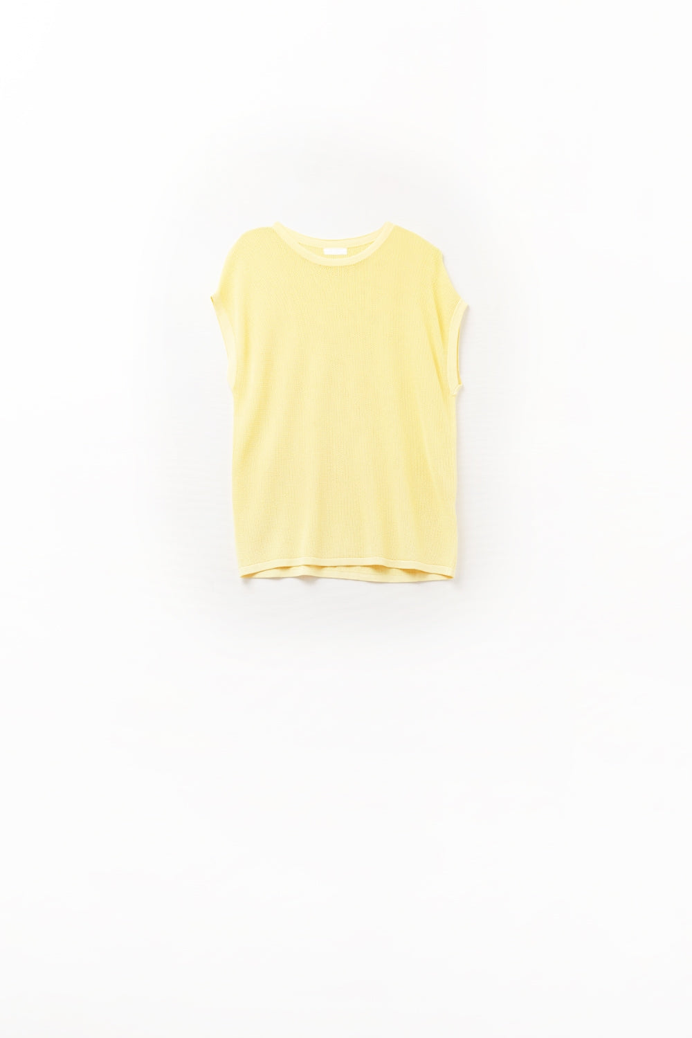 grid knit sweater in yellow color