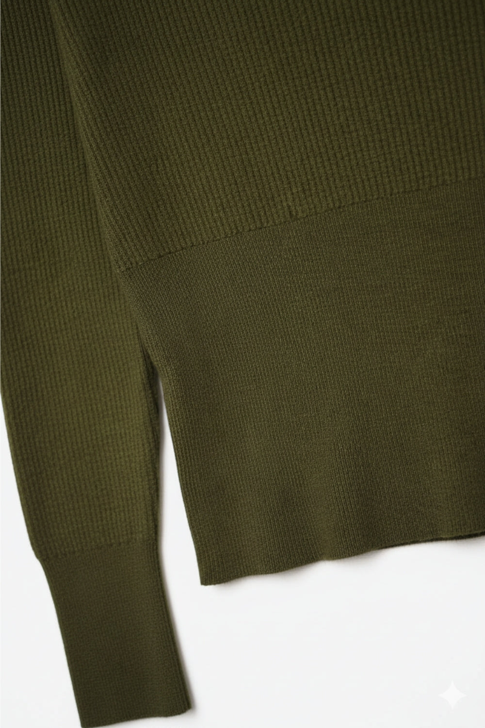 khaki fine ribbed knit sweater with wide boat neck
