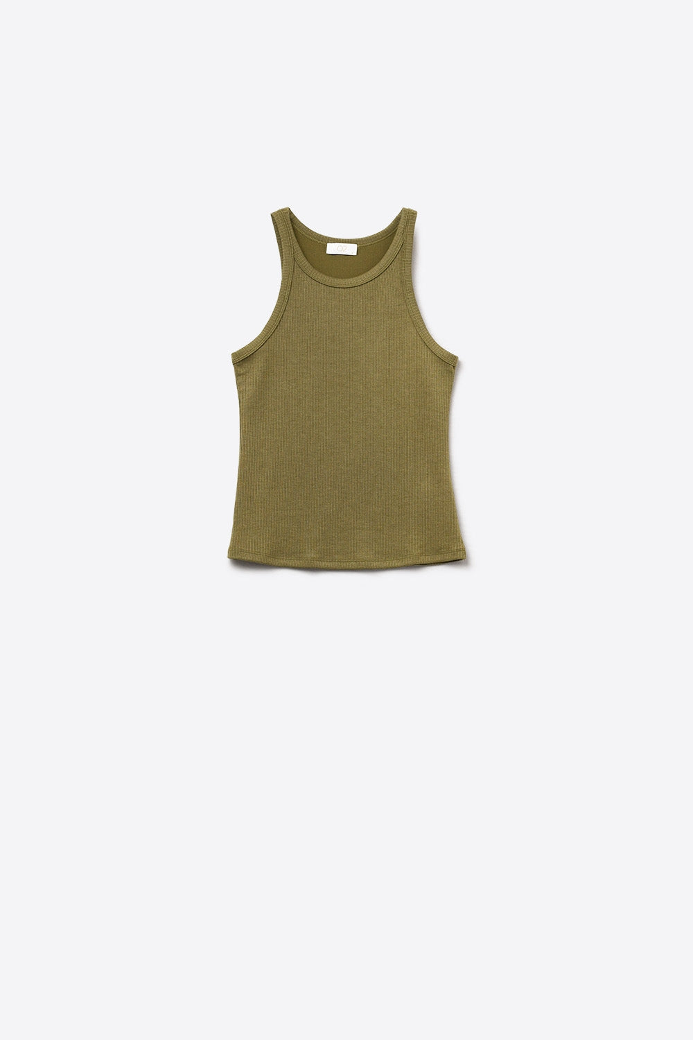Khaki Tight-fitting swimmer-type T-shirt with round neckline and straps