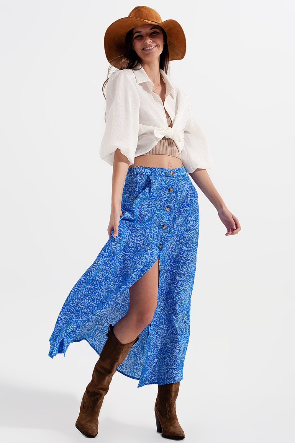 Gebreide crop top in beige