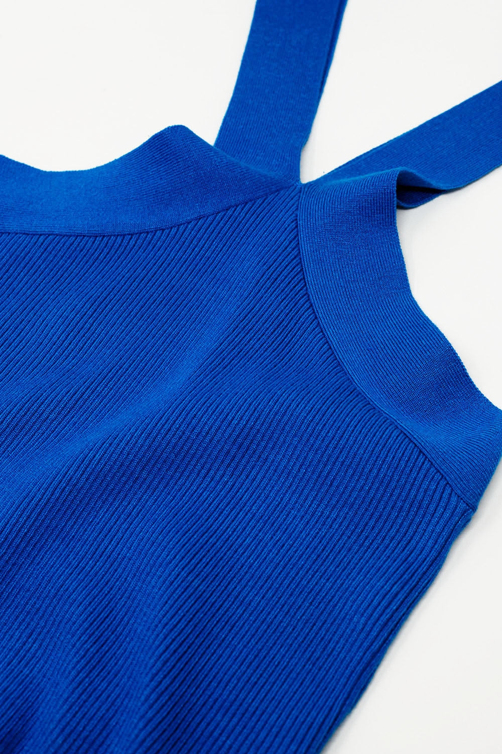 Knitted Cross Front Cropped Top in Blue