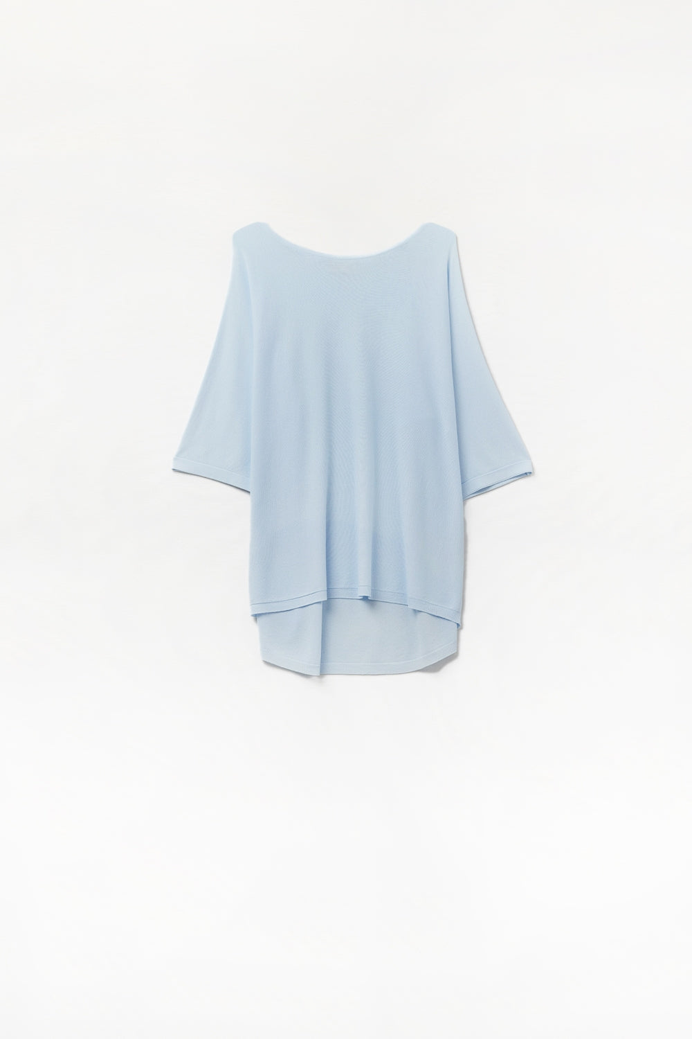 Q2 Light Blue Oversized sweater with Elbow-Length Sleeves