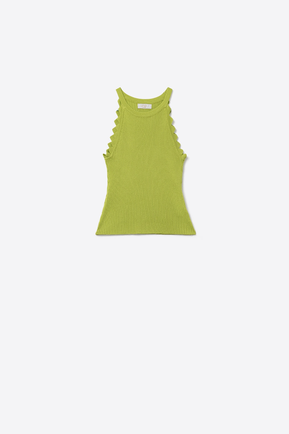 Q2 Light Moss Green Tank Top with Ribbed Underarm Detail