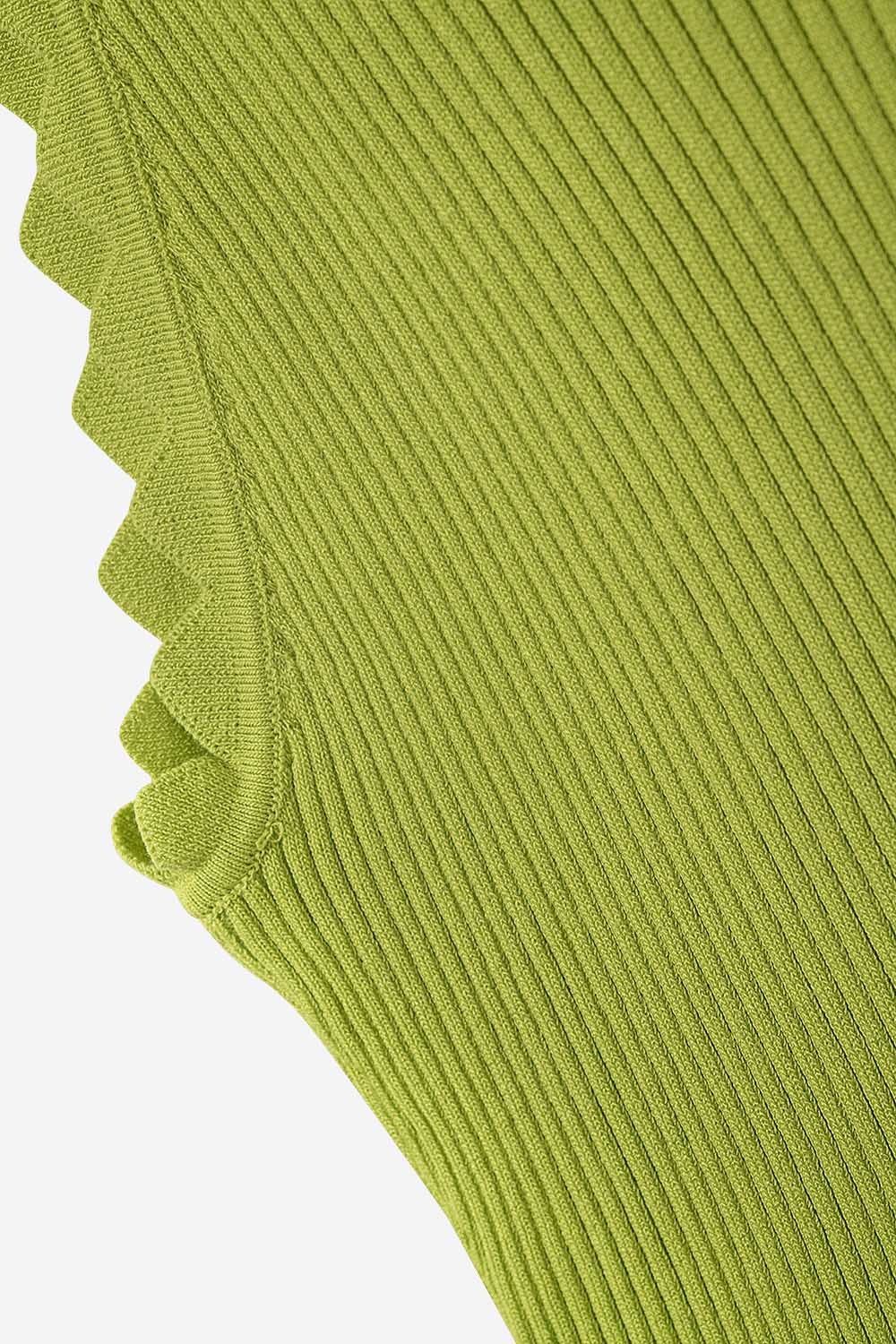 Licht mosgroen tanktopje met geribbeld okseldetail