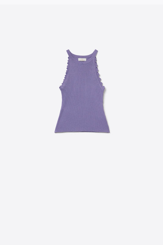 Q2 Light Purple Tank Top with Ribbed Underarm Detail