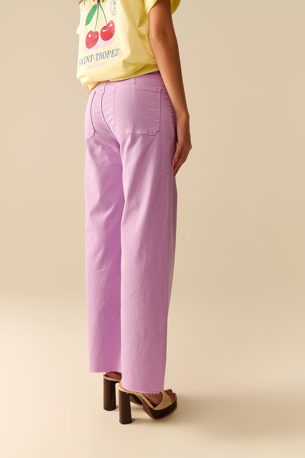 lilac Straight Leg pants With Front Pockets