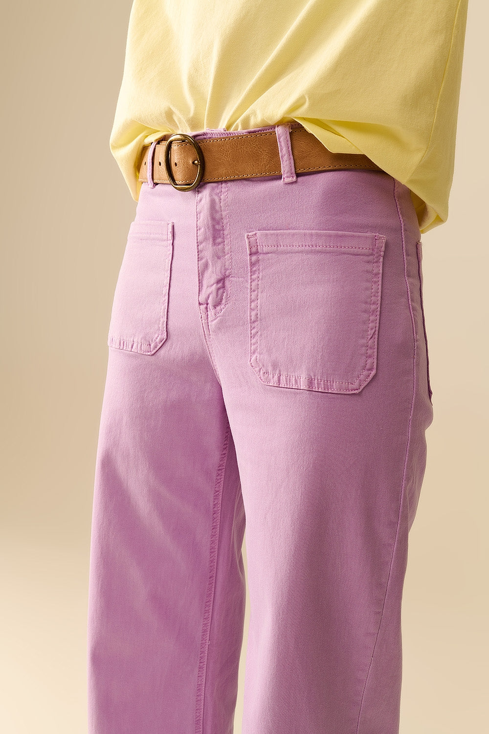 lilac Straight Leg pants With Front Pockets