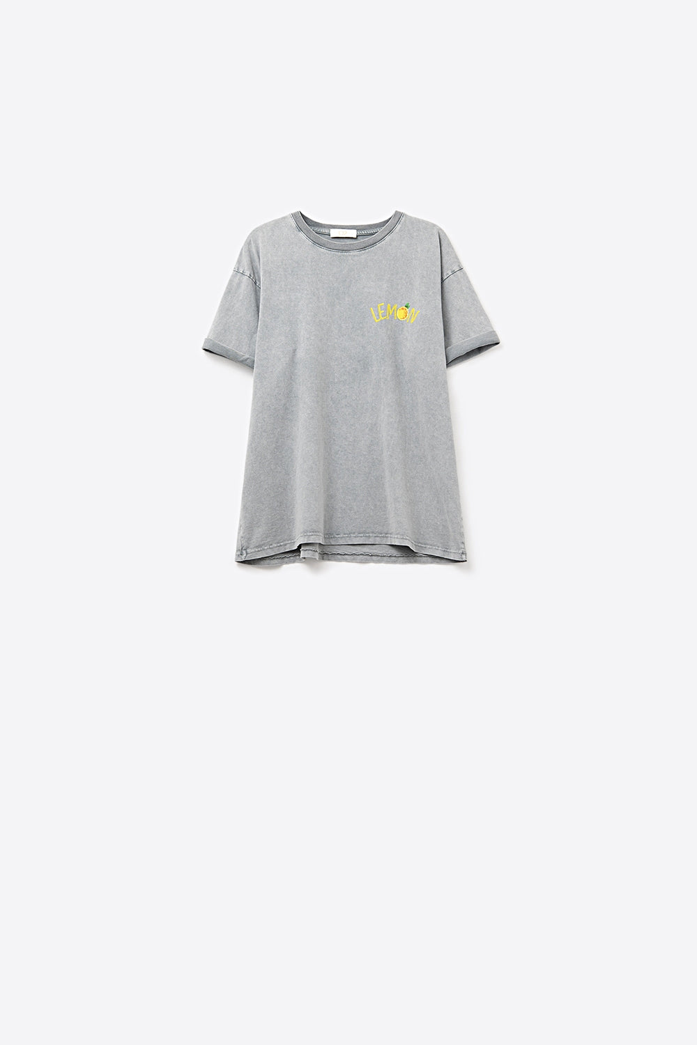 Q2 Made in Italy wash grey t-shirt with Lemon graphic
