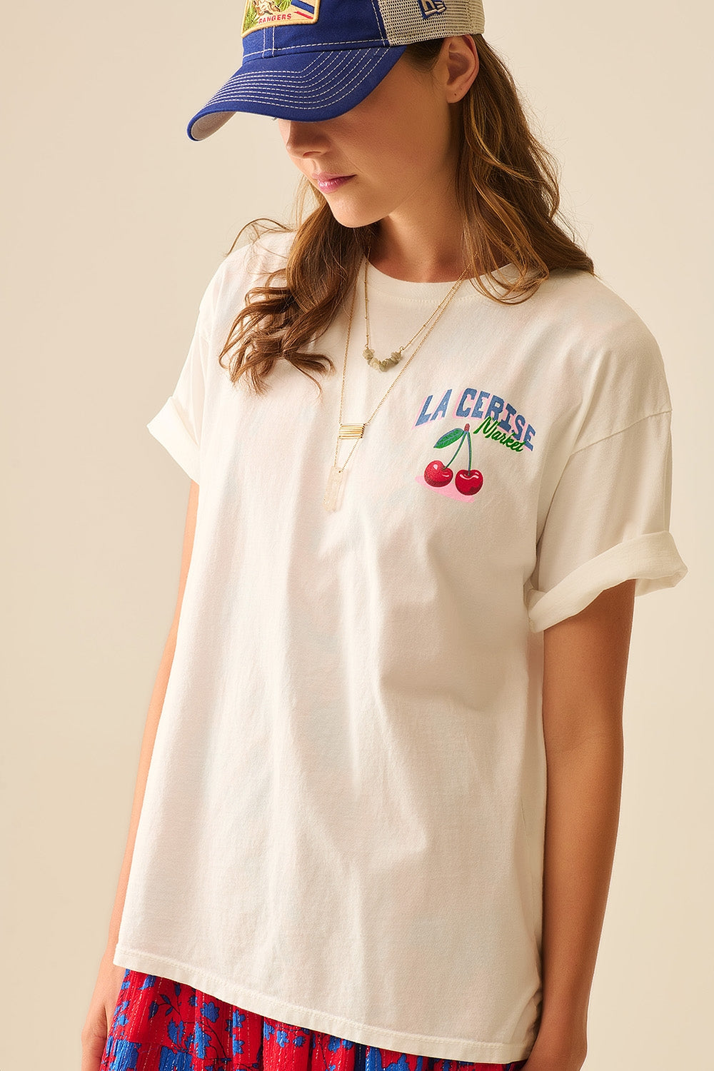 made in italy White T-shirt with La Cerise Market Saint-Tropez graphic