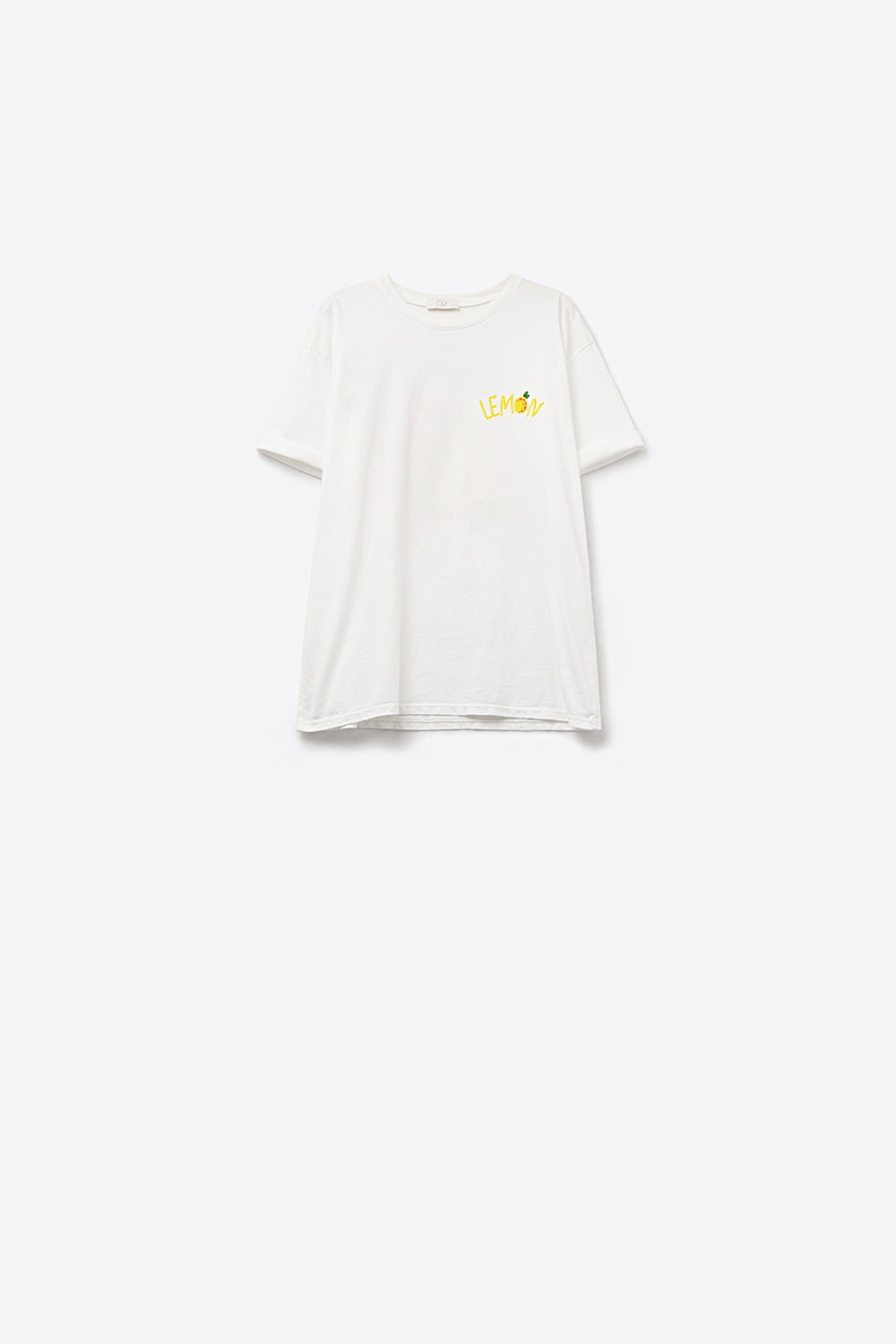 Q2 Made in Italy white t-shirt with Lemon graphic