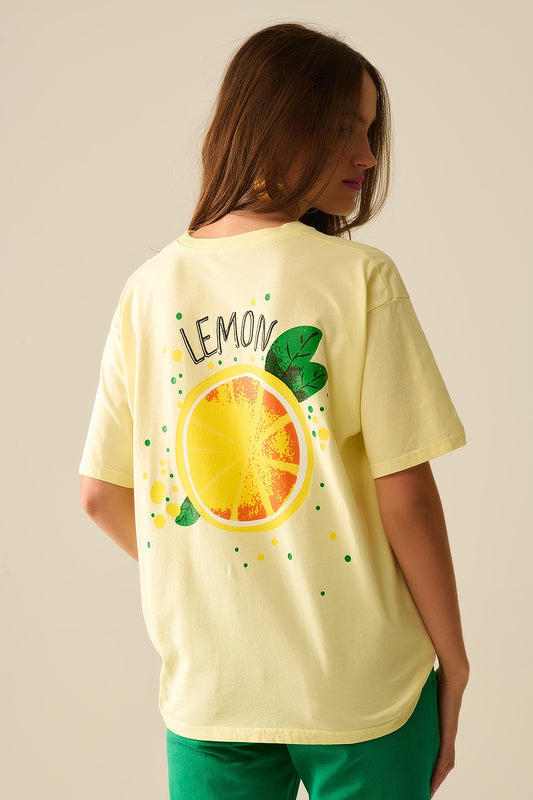 Q2 Made in Italy yellow t-shirt with Lemon graphic