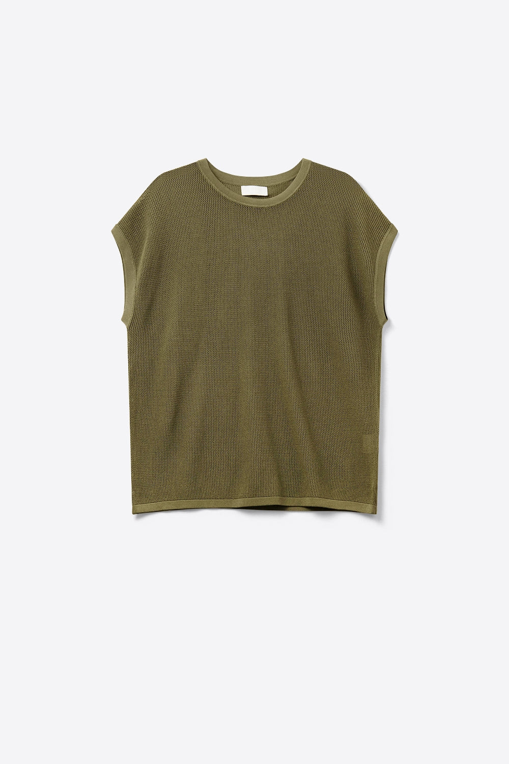 Q2 Mesh knit sweater in khaki color