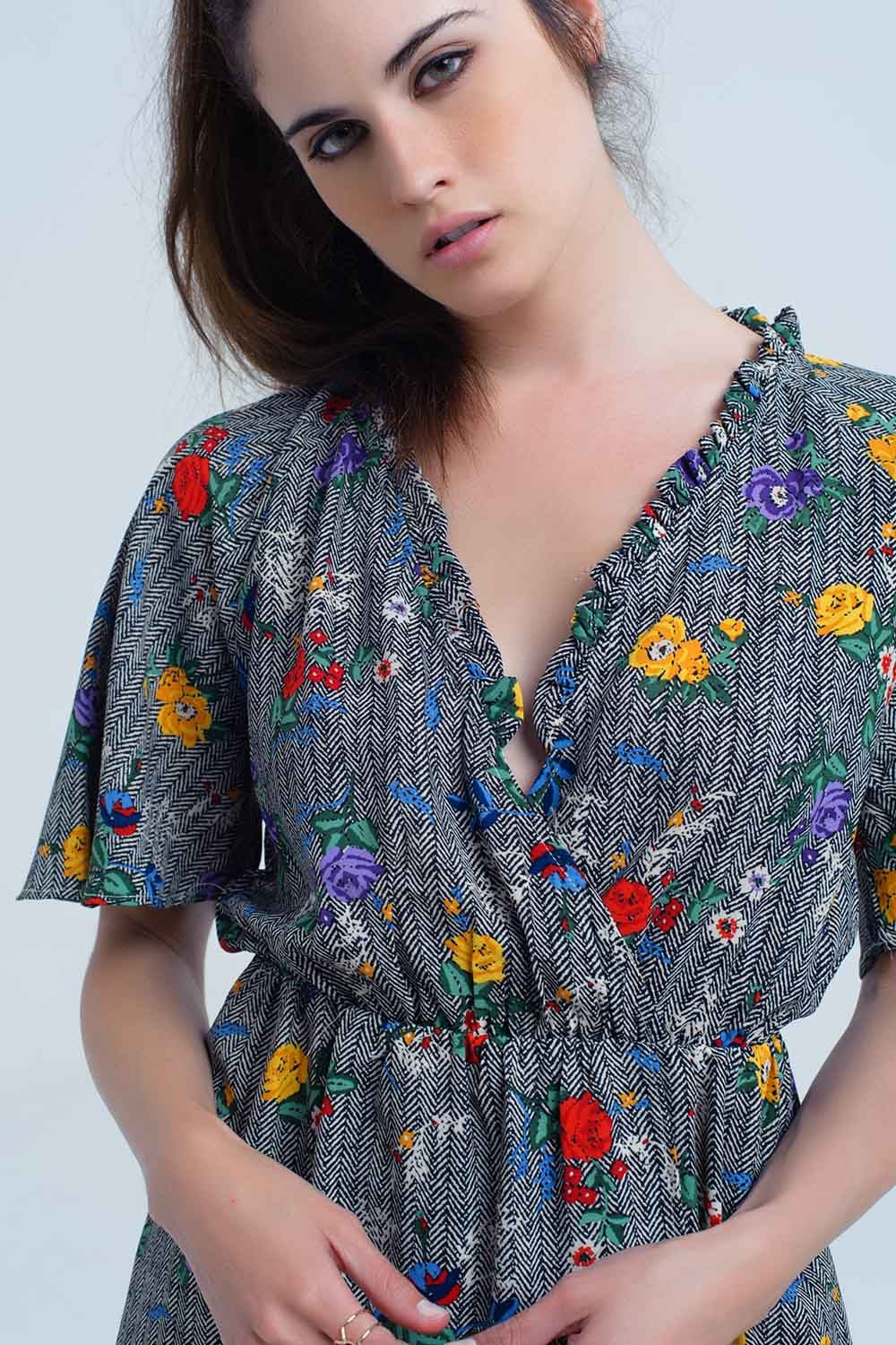 Minijurk met kleurrijke bloemenprint