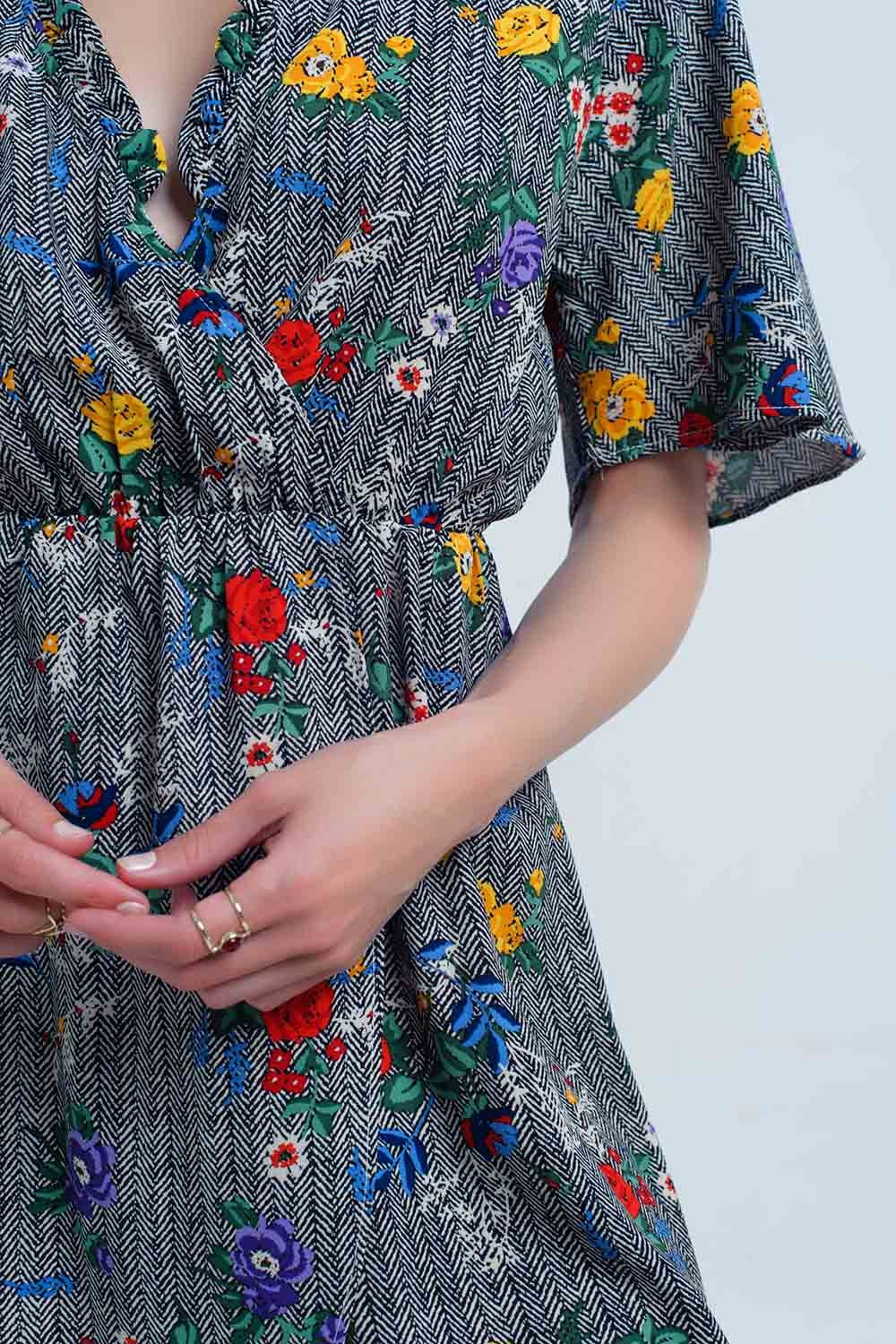 Minijurk met kleurrijke bloemenprint