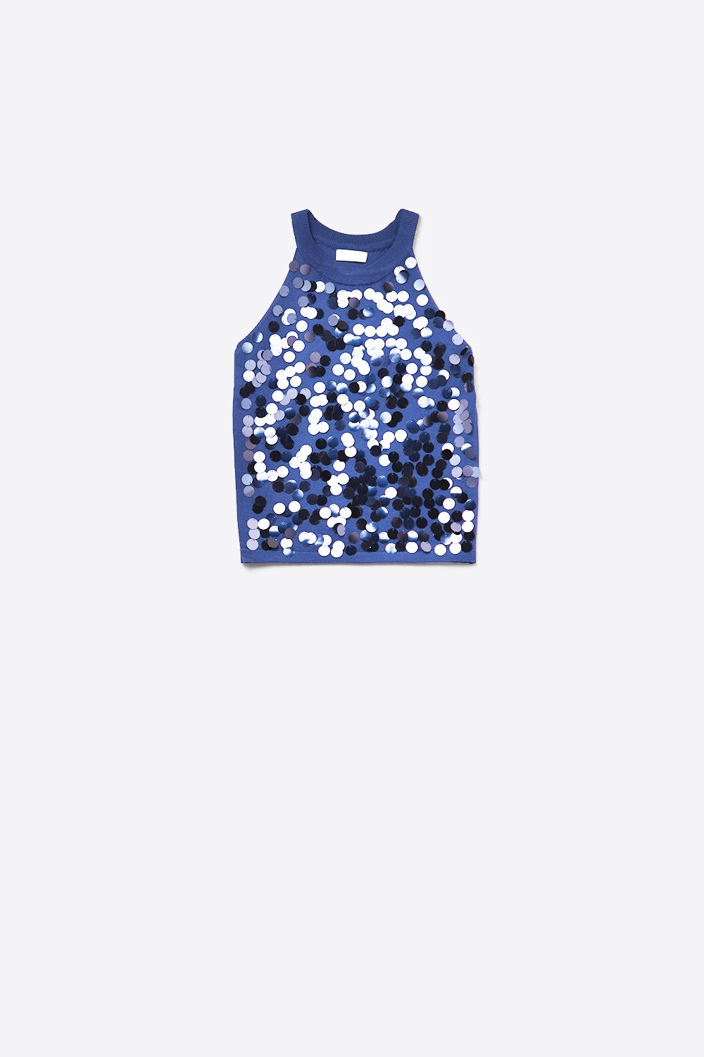 Q2 Navy knit top with sequin detail