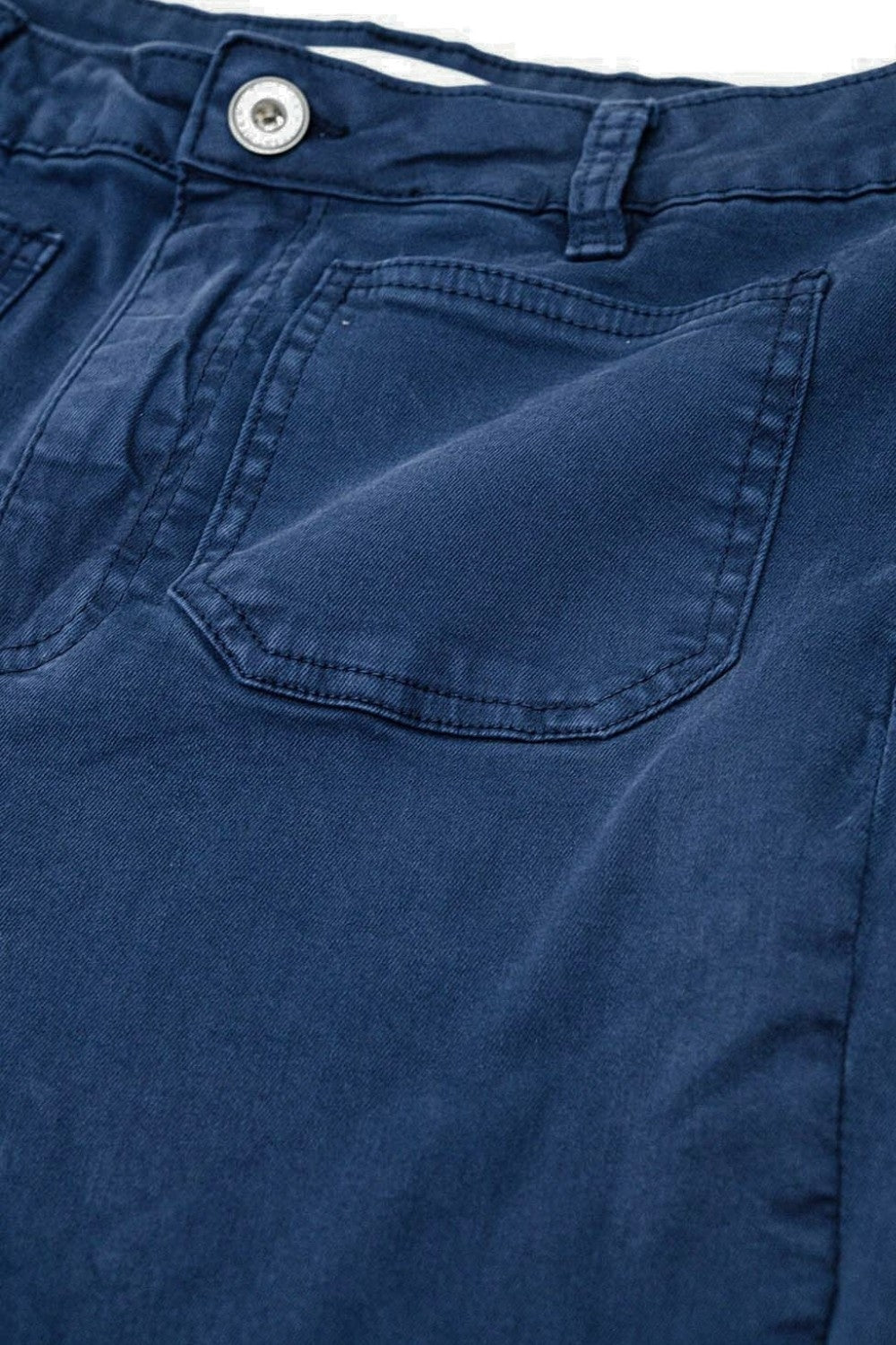 Calça de ganga Skinny Azul Marinho Flare com Detalhe de Bolso Frontal