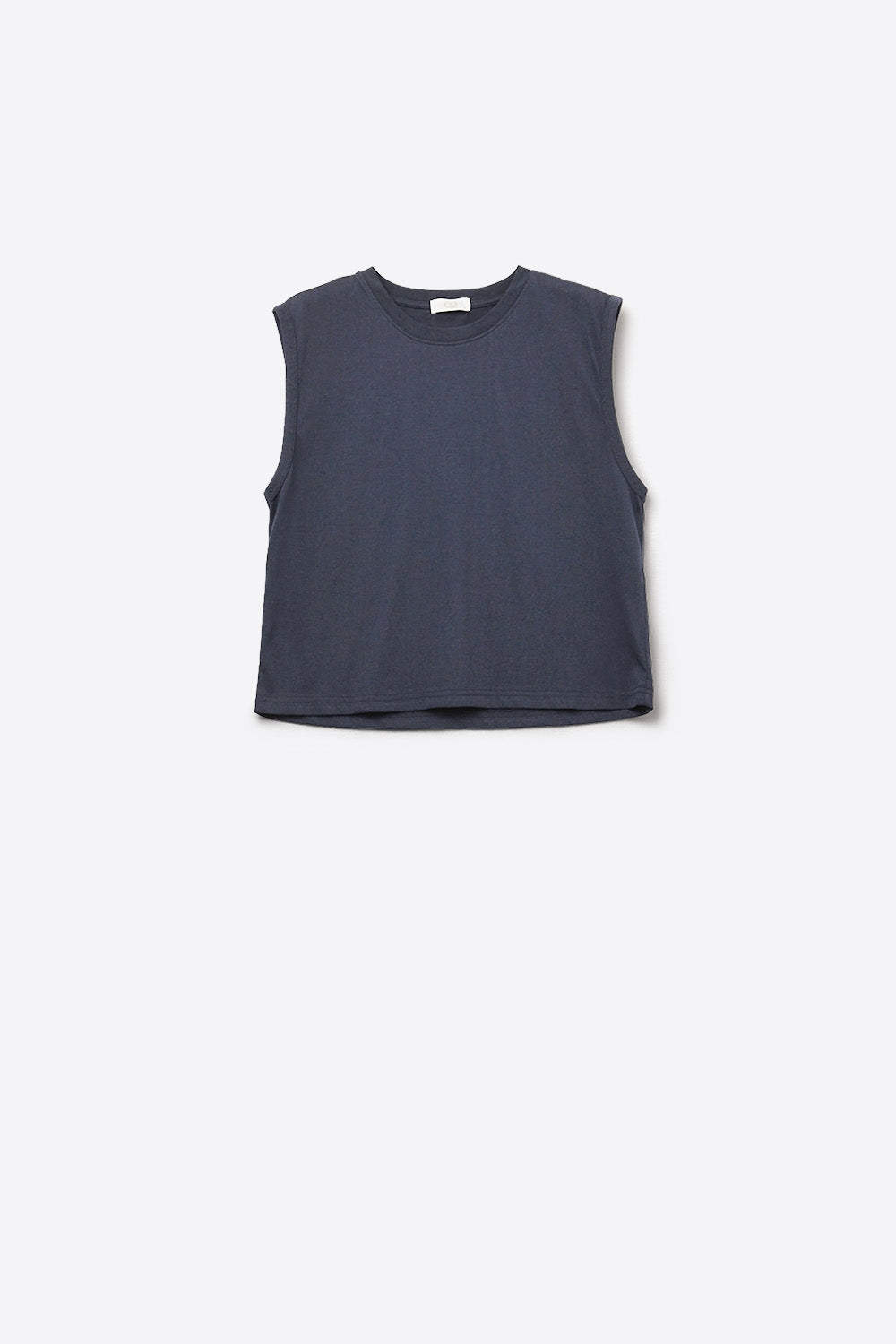 Navy Sleeveless cotton T-shirt
