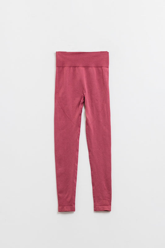 Q2 Old Pink Seamless Ribbed High-Waist Leggings