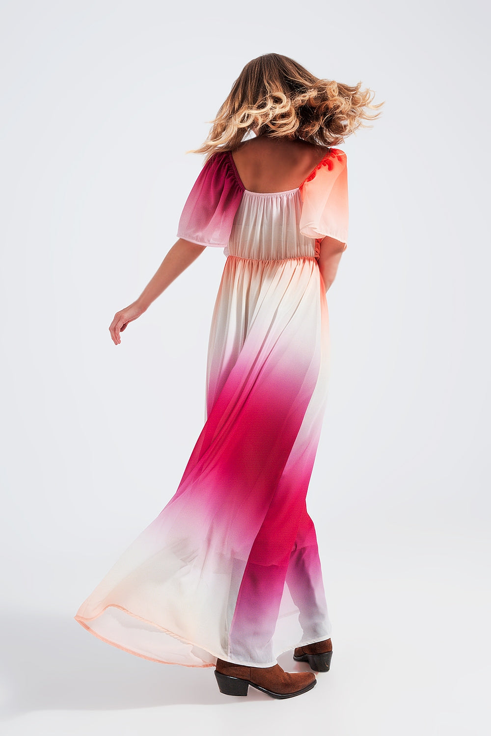 Ombre sweetheart maxi dress in fuchsia