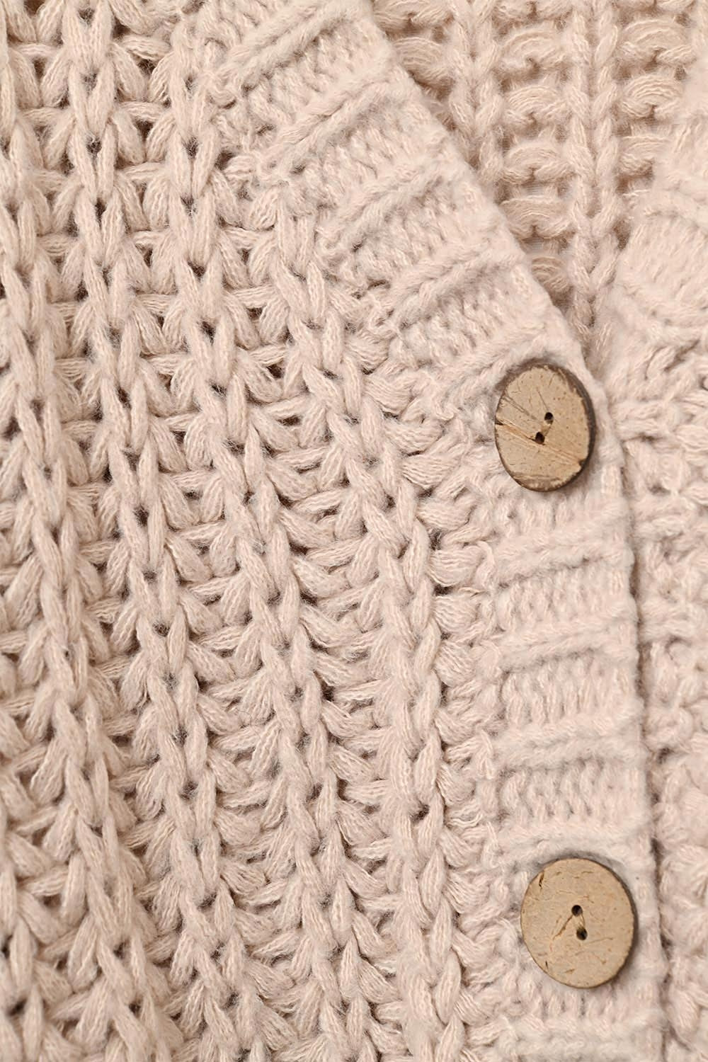 Open Knit Chunky Cardigan In dark beige
